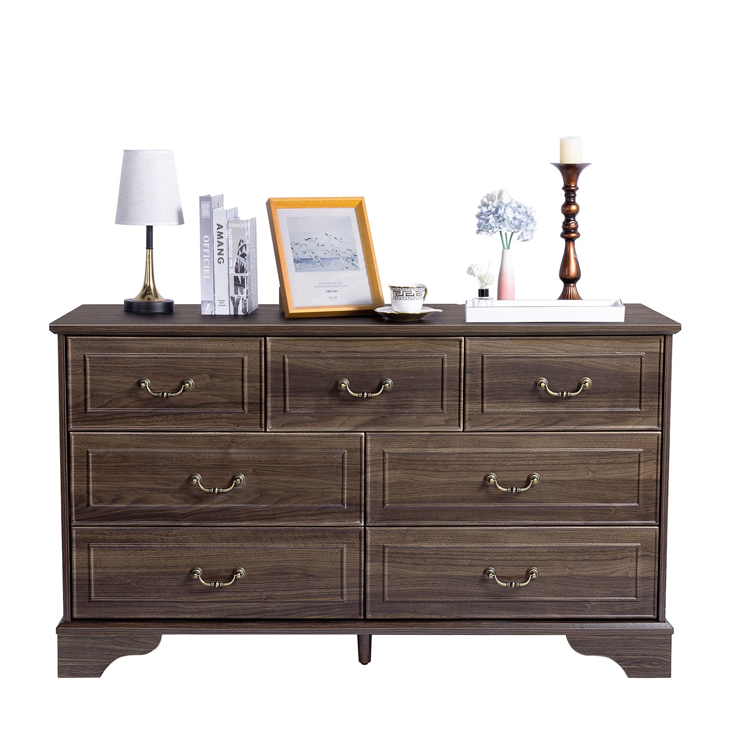 Brown P2 MDF 137x40x80CM 3-layer 7-drawer Chest Of Drawers 1pcs
