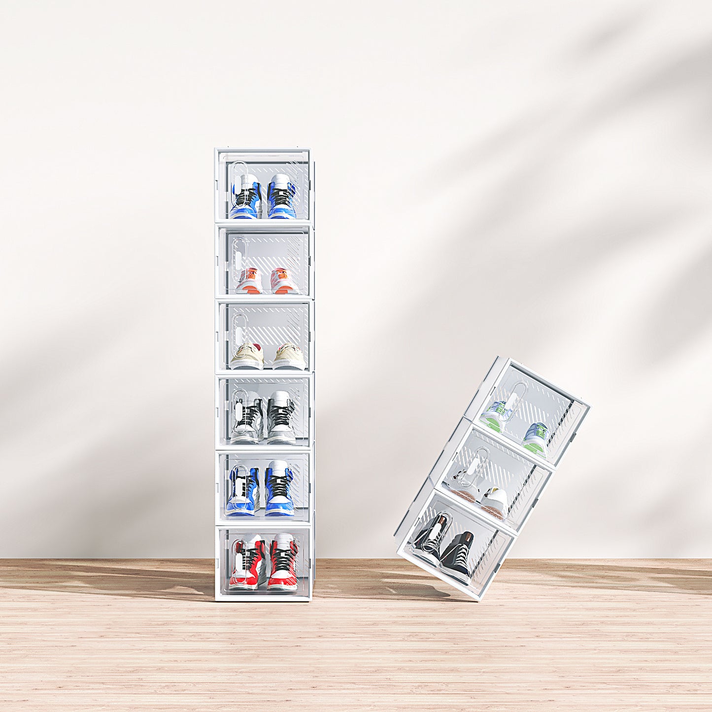 White Medium 18PCS 35x25x19cm Shoebox, Plastic, Mesh, Free Combination