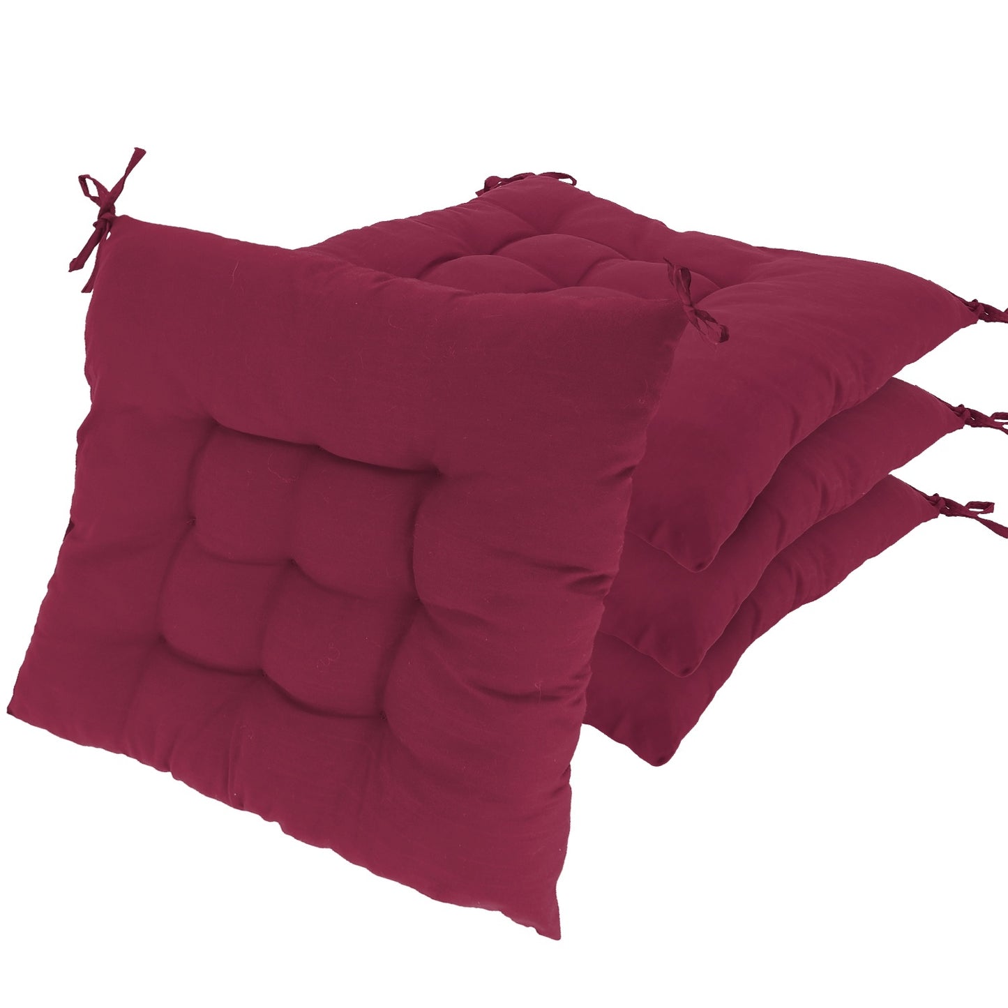4Pcs Chair Cushion Pads Pillow 17.72x17.72x2.37in Soft Tie On Square Sitting Mats For Home Office Car Sitting Travel