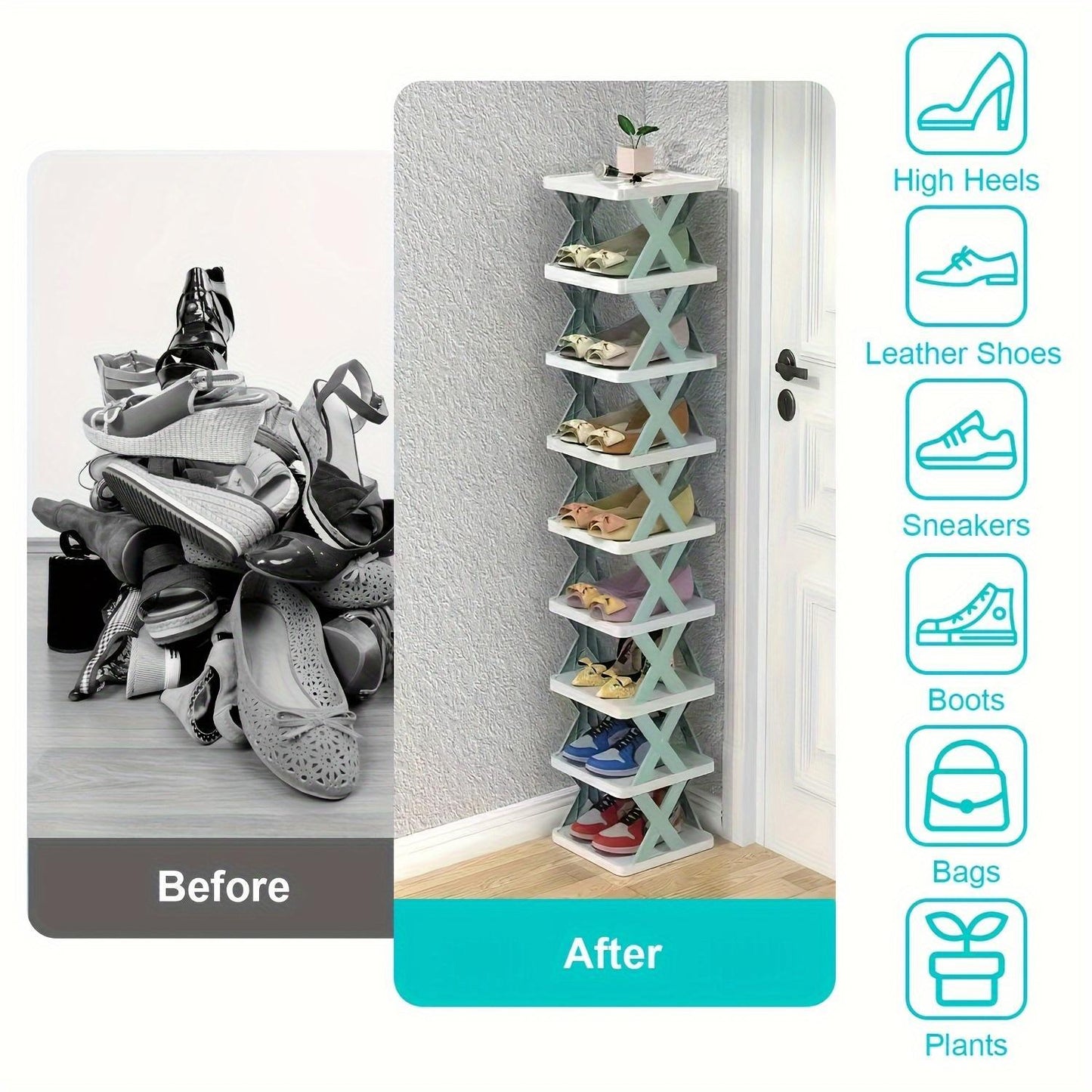 Orange 9-layer Shoe Rack