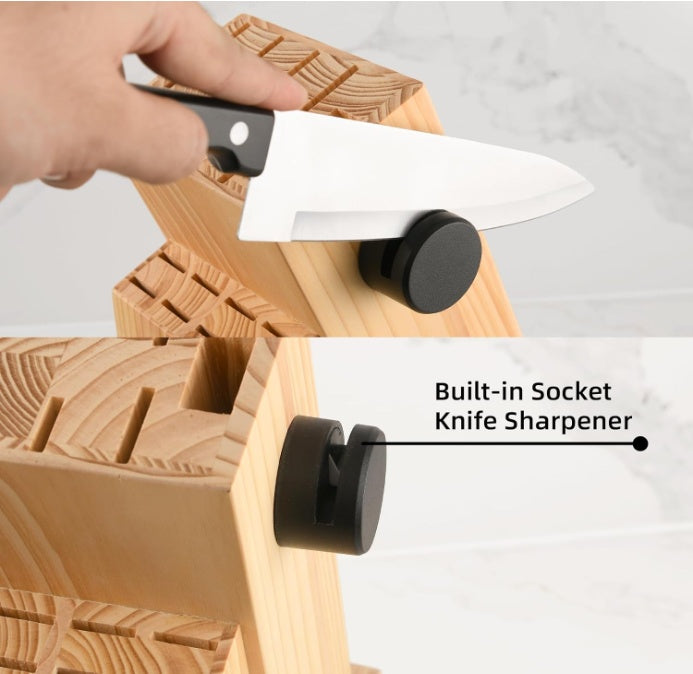 19-piece Knife Set, German Steel, Durable, Dishwasher-safe, Kitchen Knife Set With Built-in Sharpener For Chopping, Slicing, Dicing And Cutting