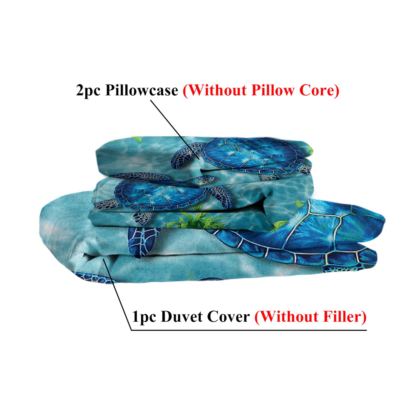 Sea Turtle Pattern Duvet Cover Set 3 Pieces King Size Soft Bedding Set With 2 Pilowcases With Zipper Closure For Home Bedroom For All Seasons