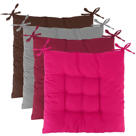 4Pcs Chair Cushion Pads Pillow 17.72x17.72x2.37in Soft Tie On Square Sitting Mats For Home Office Car Sitting Travel