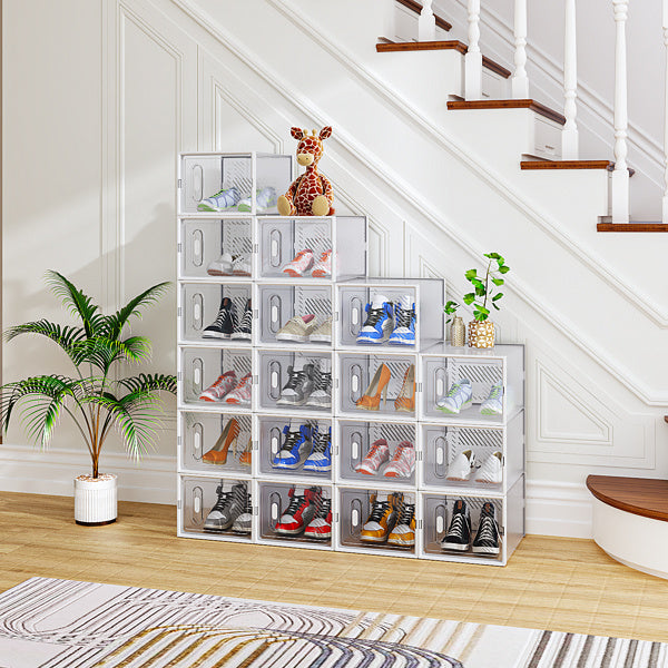 White Medium 18PCS 35x25x19cm Shoebox, Plastic, Mesh, Free Combination