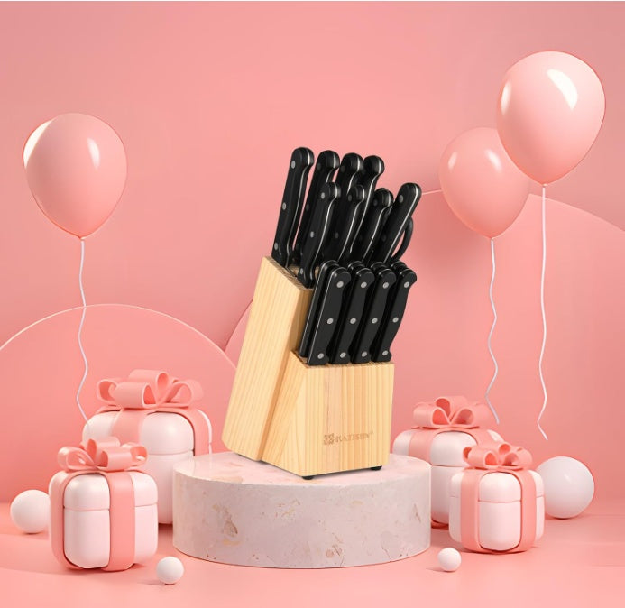 19-piece Knife Set, German Steel, Durable, Dishwasher-safe, Kitchen Knife Set With Built-in Sharpener For Chopping, Slicing, Dicing And Cutting